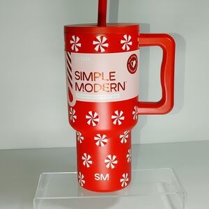 Simple Modern 30 OZ Holiday Red Peppermint Stainless Steel Tumbler Straw & Lid